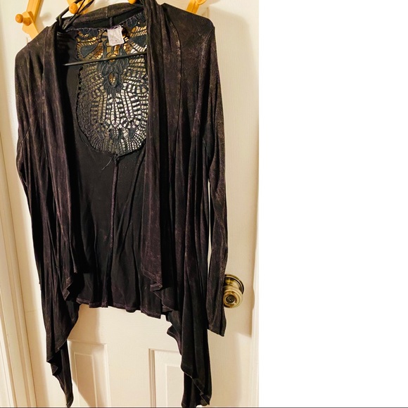 Distressed jersey cardigan in burnout black M - Picture 5 of 7